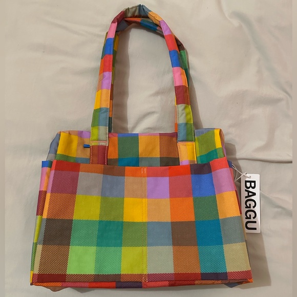 BAGGU Handbags - BAGGU Madras Everyday Cloud bag